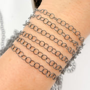 V276BR. Black Rhodium Sterling Silver Twisted Round Link Chain